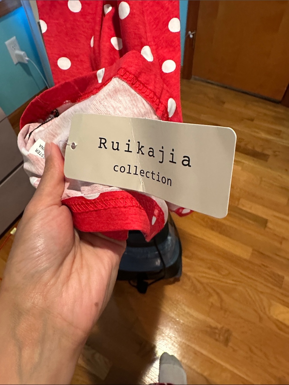 Minnie Mouse like Sleeveless Dress with Red Polka Dot Skirt and Cream Waist - Picture 3 of 3